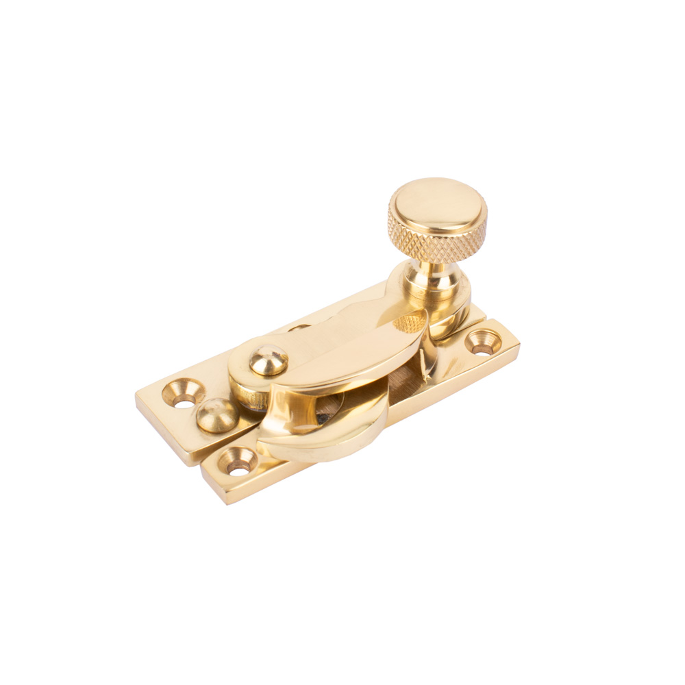 Sash Heritage Claw Fastener with Knurled Knob (Non Locking) - Polished Brass